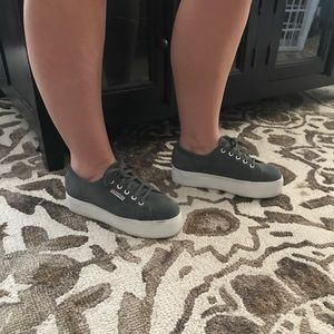 Gray Platform Superga's size 7 1/2